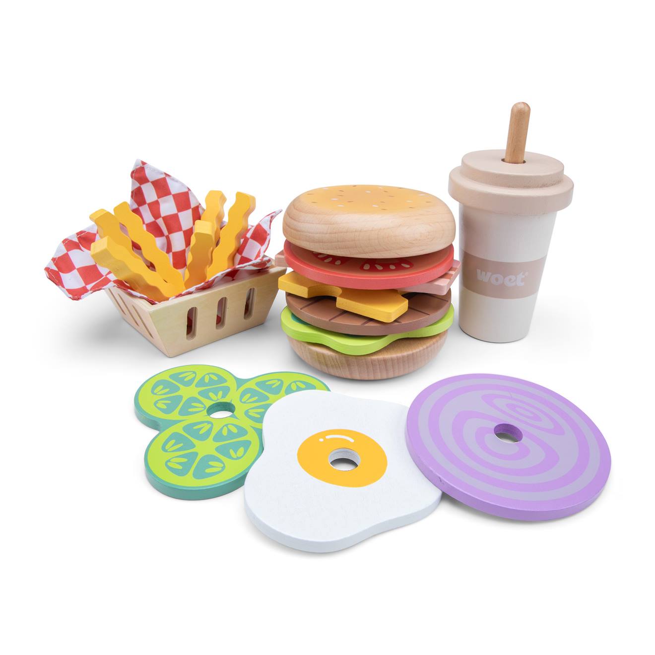 Ensemble De Fast Food En Bois Beige