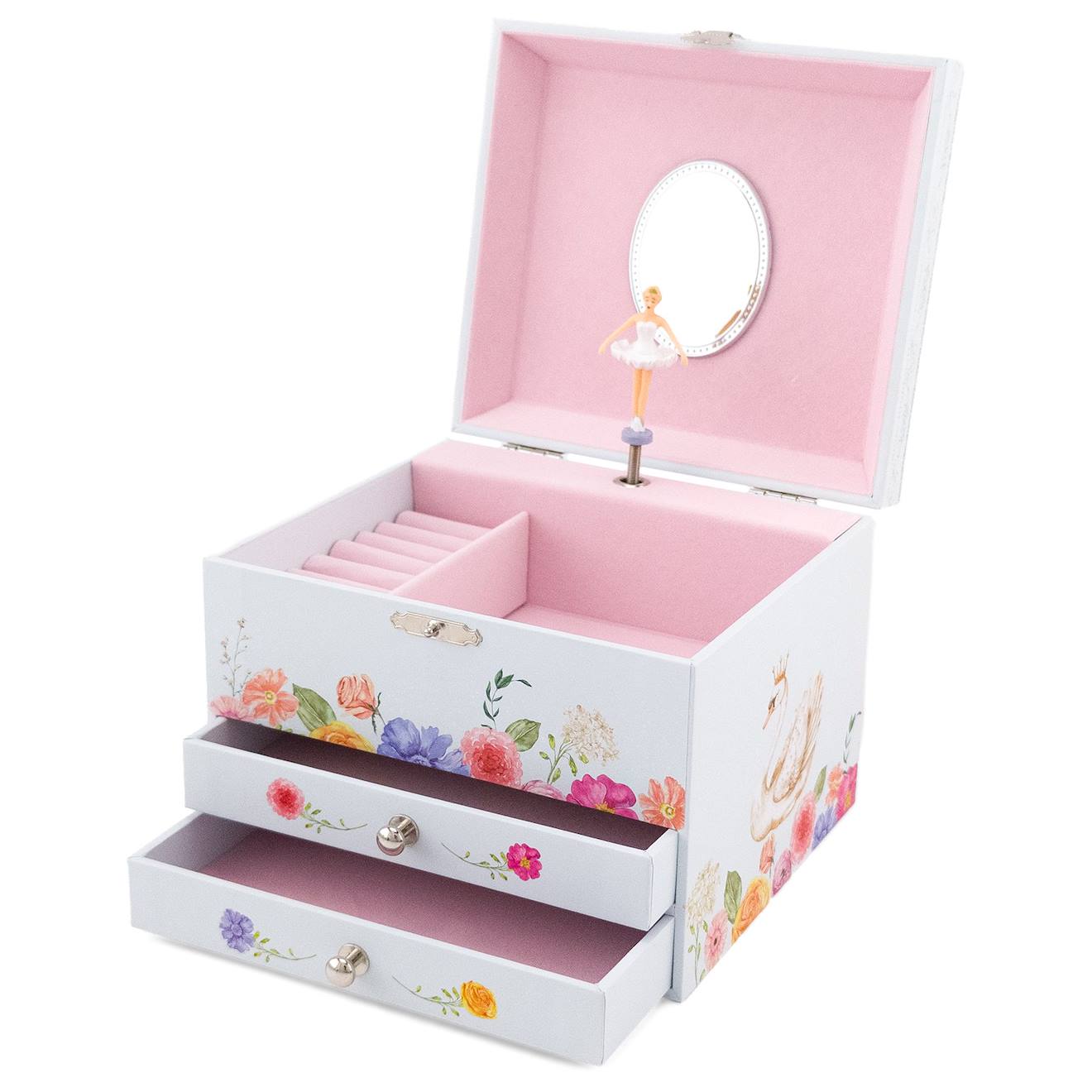Coffre À Bijoux Musical Ballerine Blanc