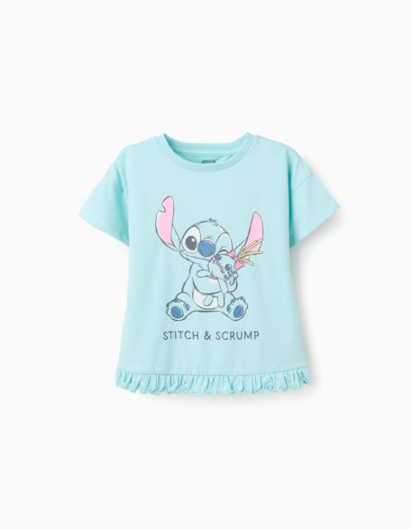 Fille-T-shirt, sous-pull-T-shirt-T-shirt en coton avec imprimé stitch et scrump