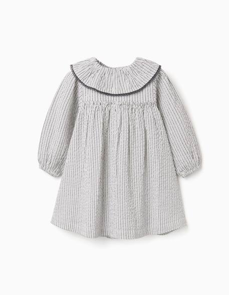 Bébé-Robe en coton rayé à col volanté b&s