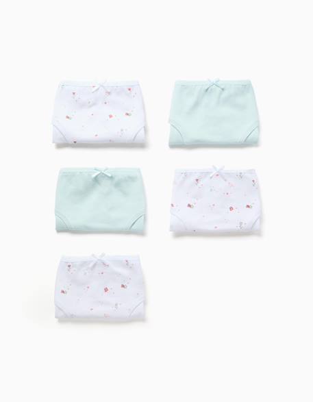 Lot de 5 culottes en coton unies/à fleurs  - vertbaudet enfant