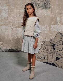 -Robe en coton rayé à manches bouffantes b&s