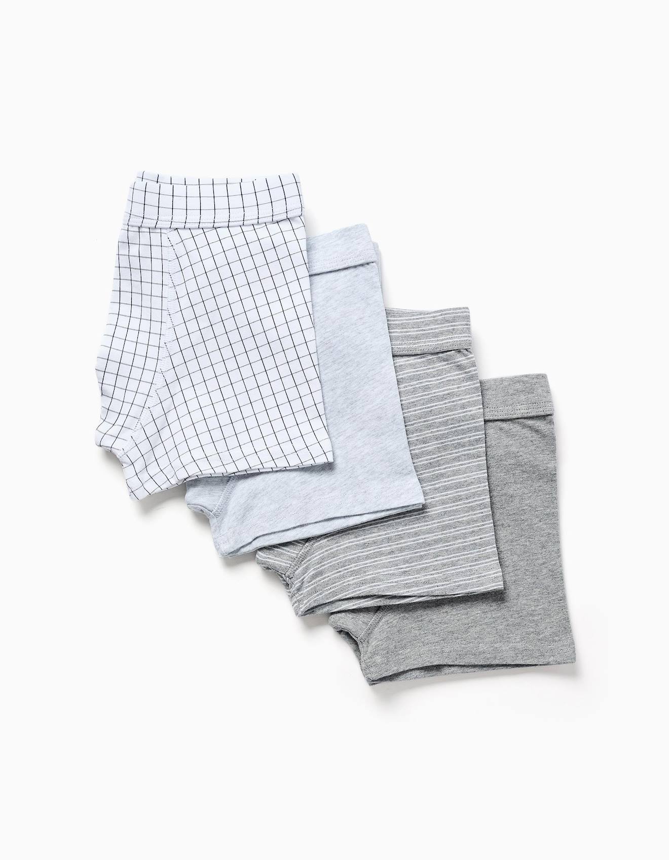Lot De 4 Boxers En Coton Unis/rayés Multicolore