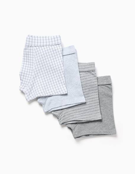 Lot de 4 boxers en coton unis/rayés  - vertbaudet enfant
