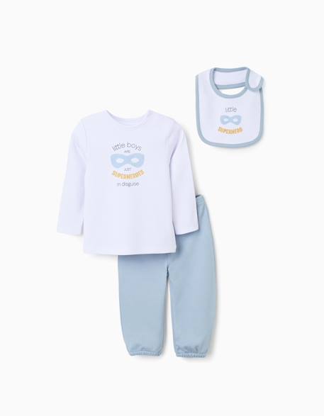 Bébé-Pyjama à manches longues + bavoir en coton