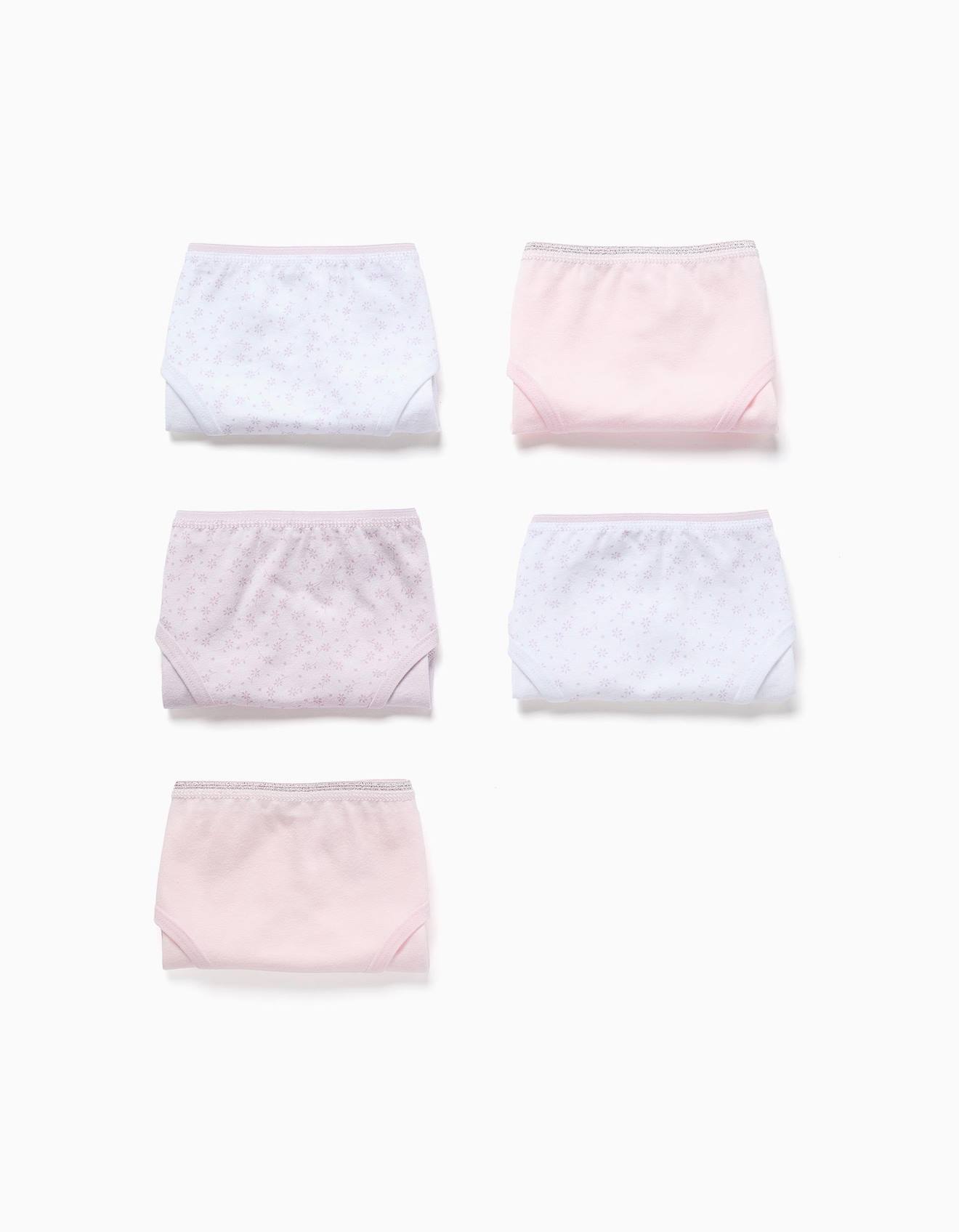 Lot De 5 Culottes En Coton Unies Fleurs Multicolore 18 €