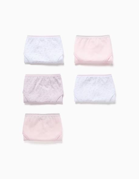 Fille-Lot de 5 culottes en coton unies/à fleurs
