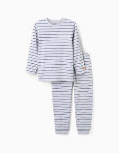 -Pyjama côtelé à manches longues et rayures