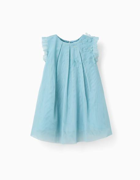 Bébé-Robe sans manches en tulle à volants et fleurs
