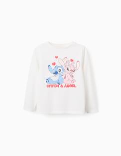 -T-shirt en coton à manches longues et imprimé stitch et angel