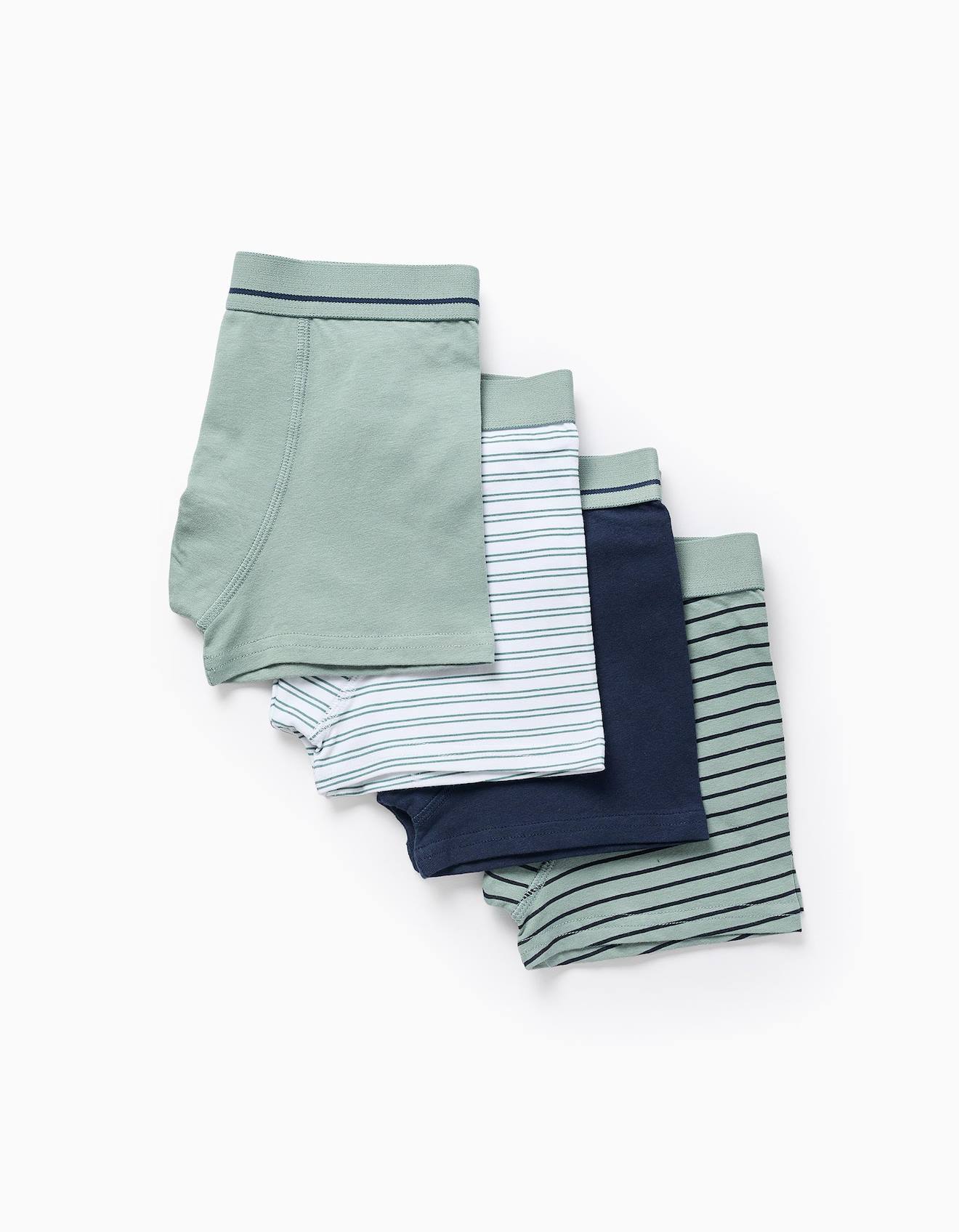Lot De 4 Boxers En Coton Unis/rayés Multicolore