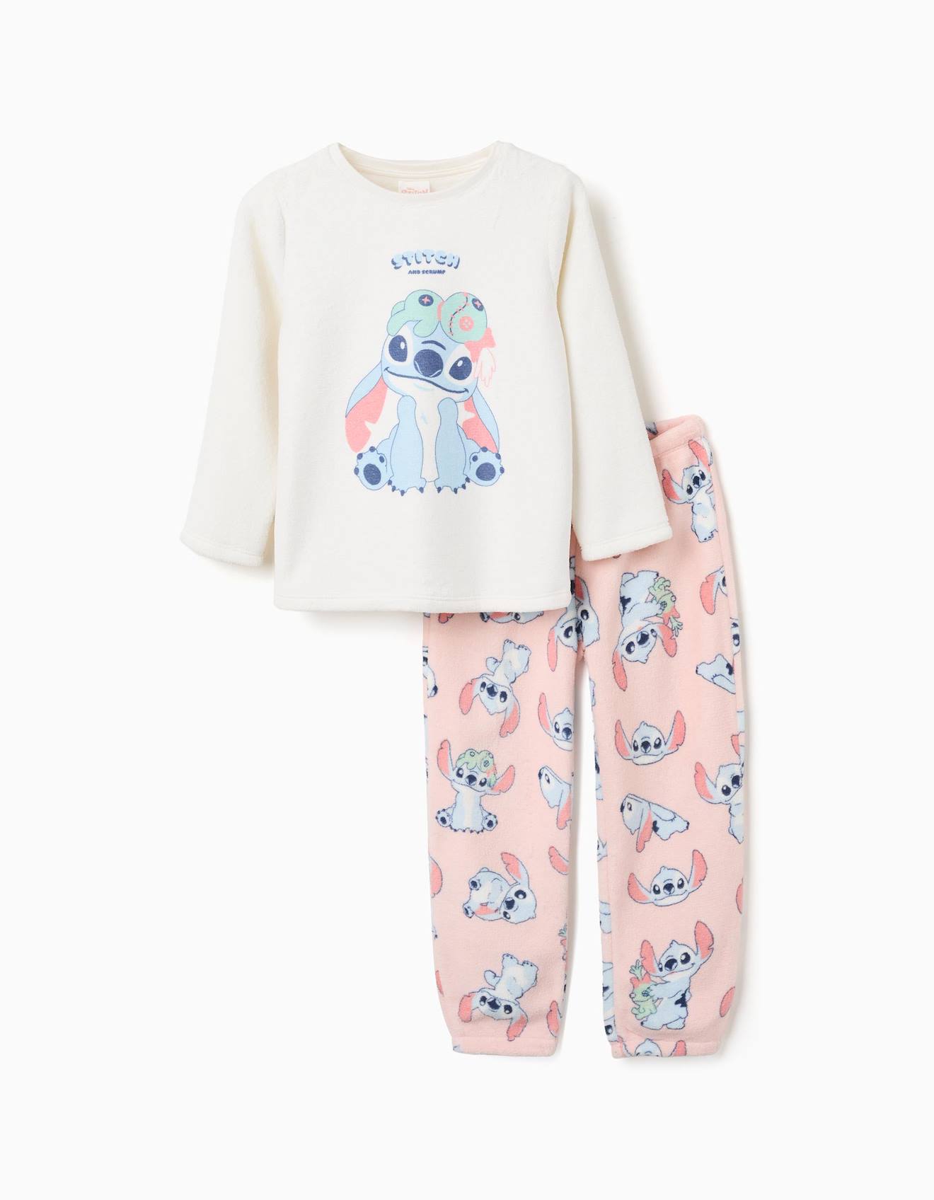 Pyjama En Polaire Corail À Imprimé Stitch Blanc Pyjama En Polaire Corail À Imprimé Stitch Blanc