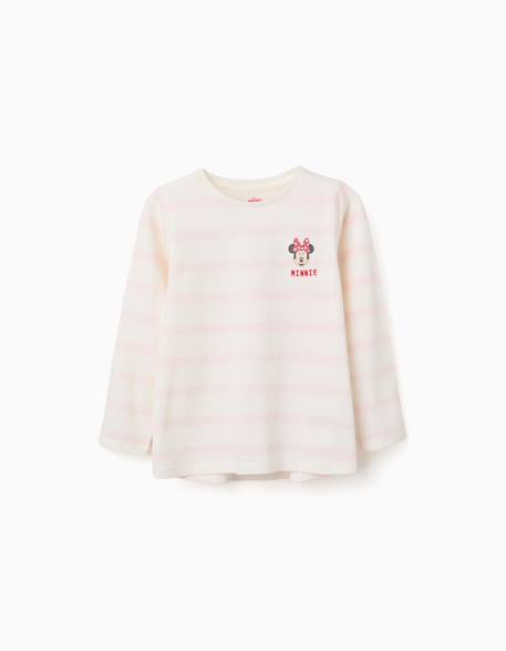 Fille-T-shirt, sous-pull-T-shirt-T-shirt rayé à manches longues et imprimé minnie