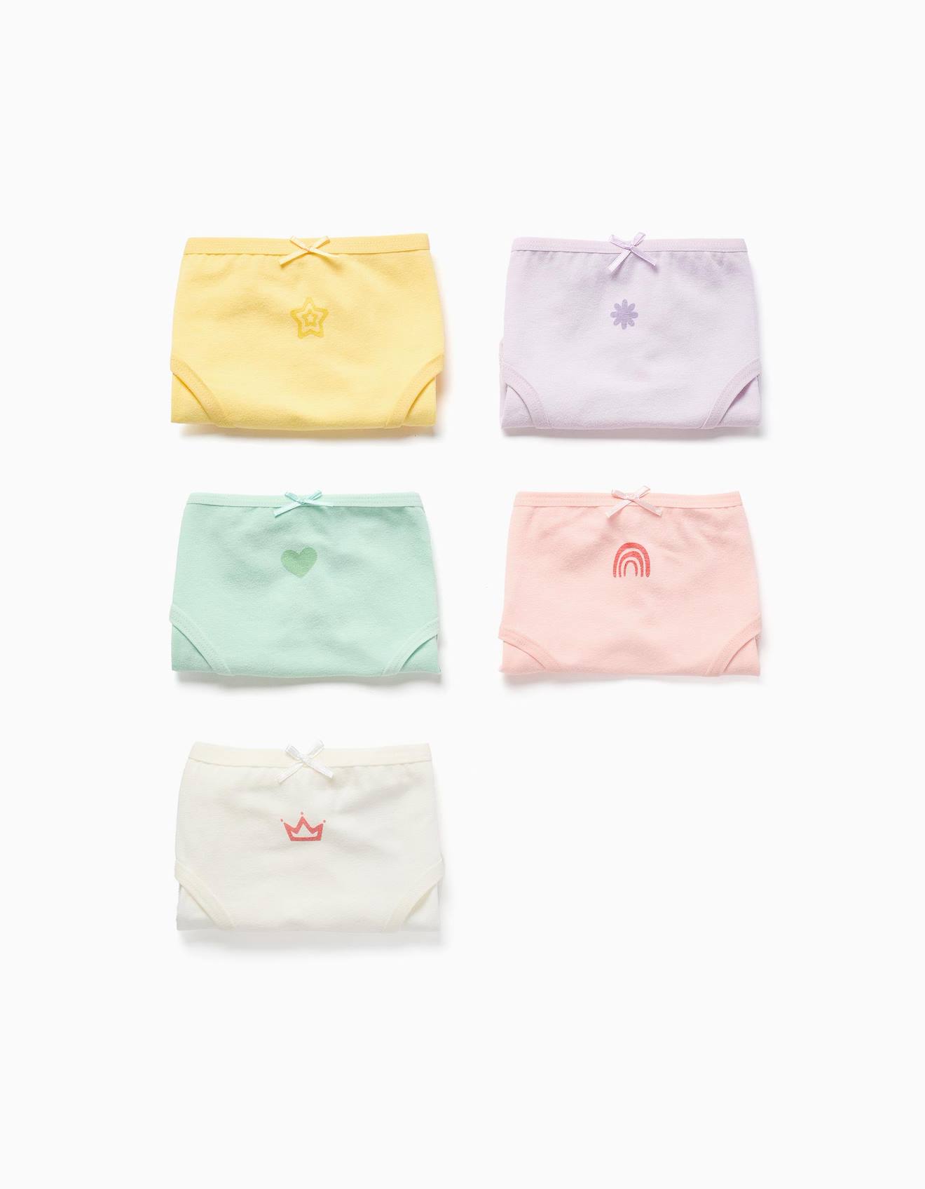 Lot De 5 Culottes En Coton Imprims Et Nuds Multicolore 18 €