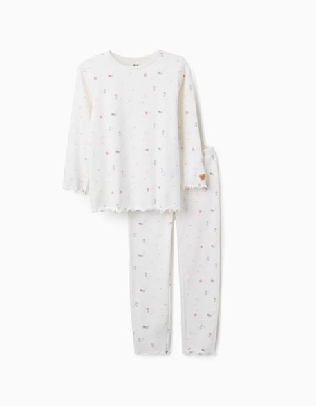 Fille-Pyjama à manches longues et motif fleurs et étoiles