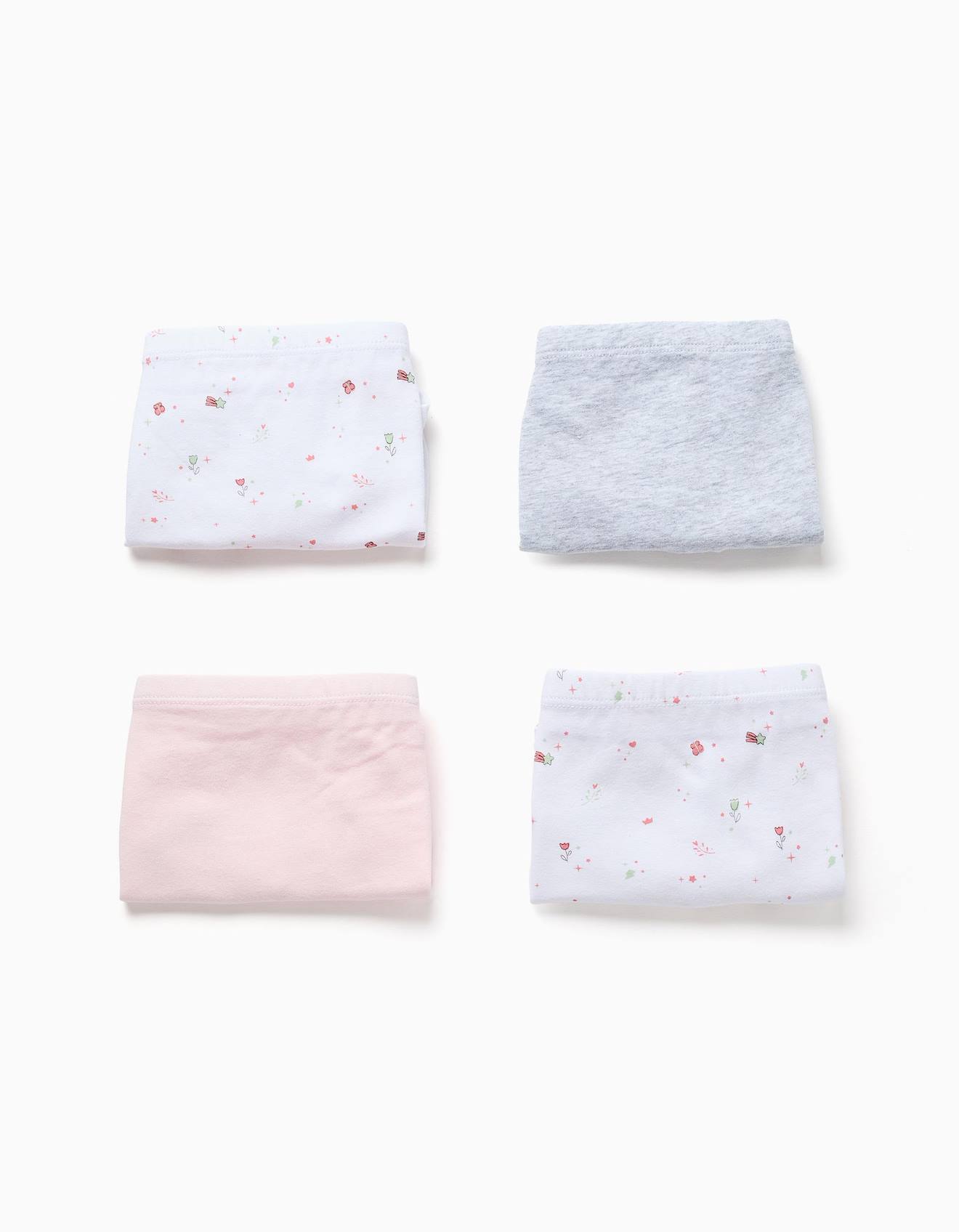 Lot De 4 Boxers En Coton Unis/à Fleurs Multicolore
