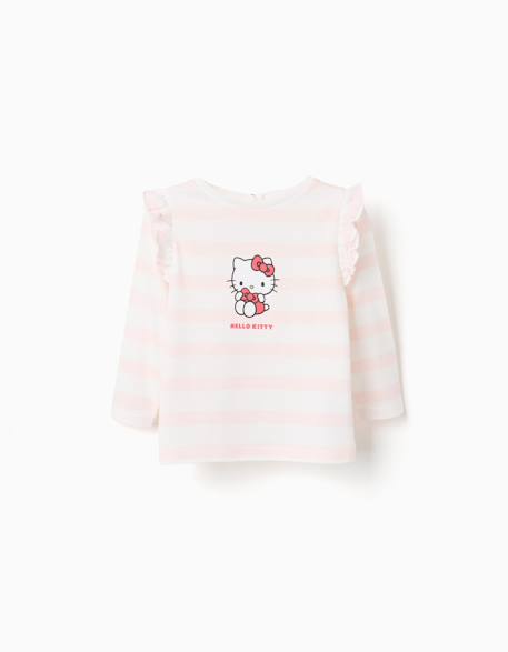 Bébé-T-shirt, sous-pull-T-shirt en coton à rayures avec imprimé hello kitty