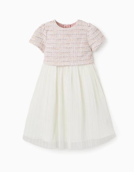 Robe bi-matière à manches courtes en tweed et maille  - vertbaudet enfant
