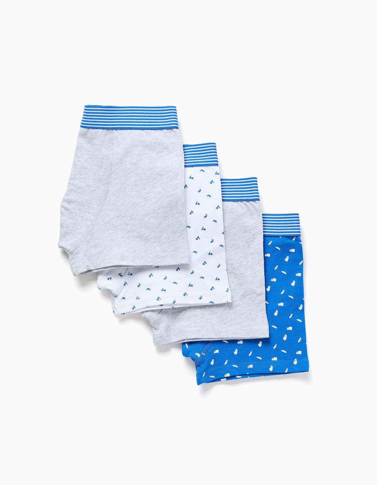 Lot De 4 Boxers En Coton Unis/imprimés Multicolore