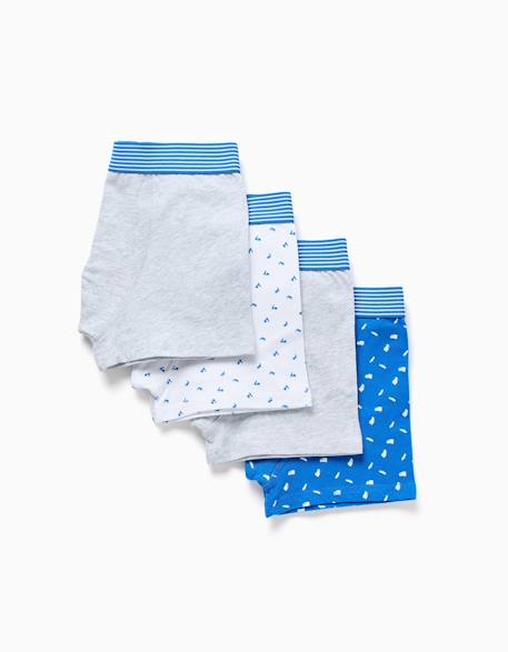 Lot de 4 boxers en coton unis/imprimés  - vertbaudet enfant