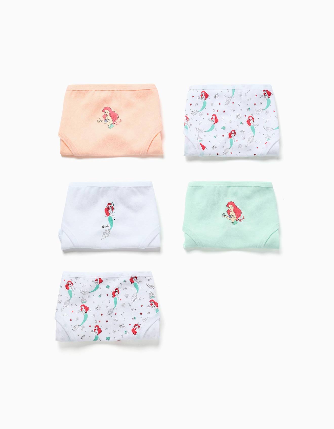 Lot De 5 Culottes En Coton Avec La Petite Sirène Multicolore