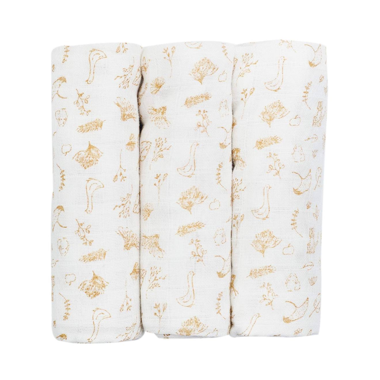 Lot De 3 Langes À Motifs Pour Bébé Beige