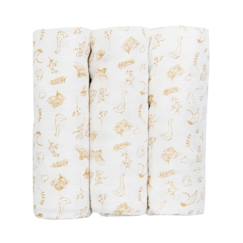 Puériculture-Lot de 3 langes à motifs pour bébé