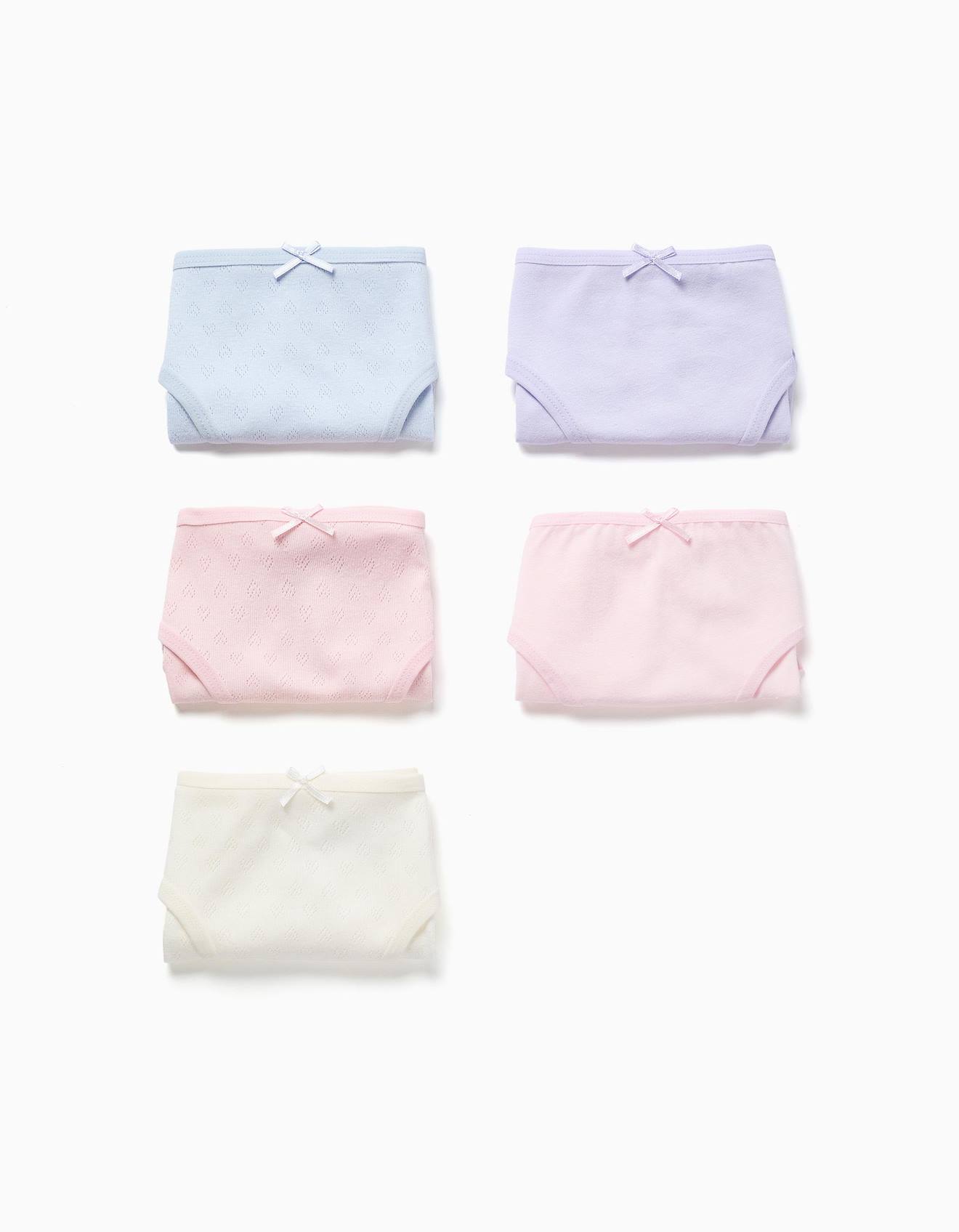 Lot De 5 Culottes En Coton Unies/jacquard Multicolore