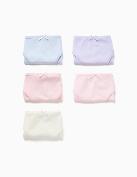 Lot de 5 culottes en coton unies/jacquard  - vertbaudet enfant