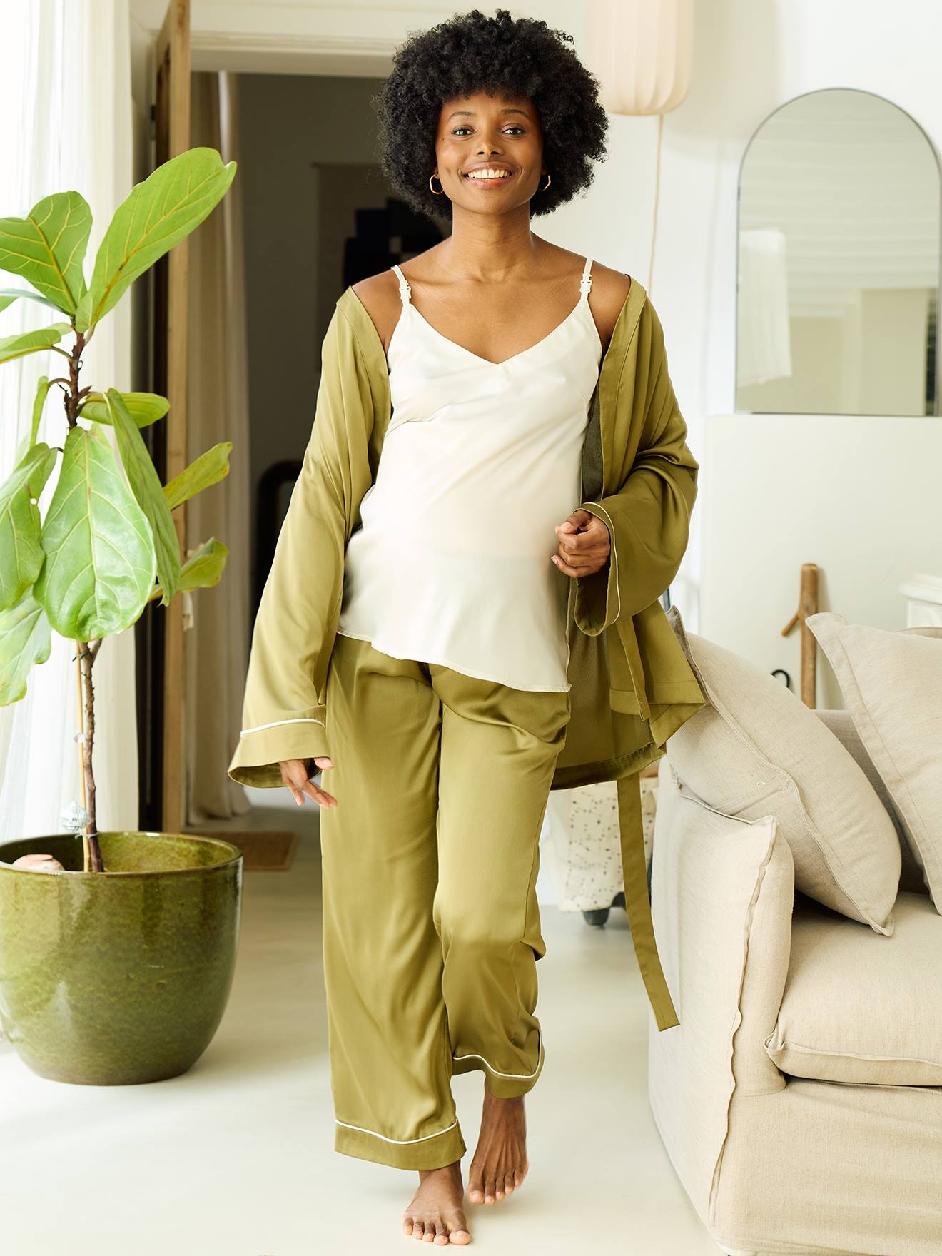 Kit peignoir grossesse allaitement olive