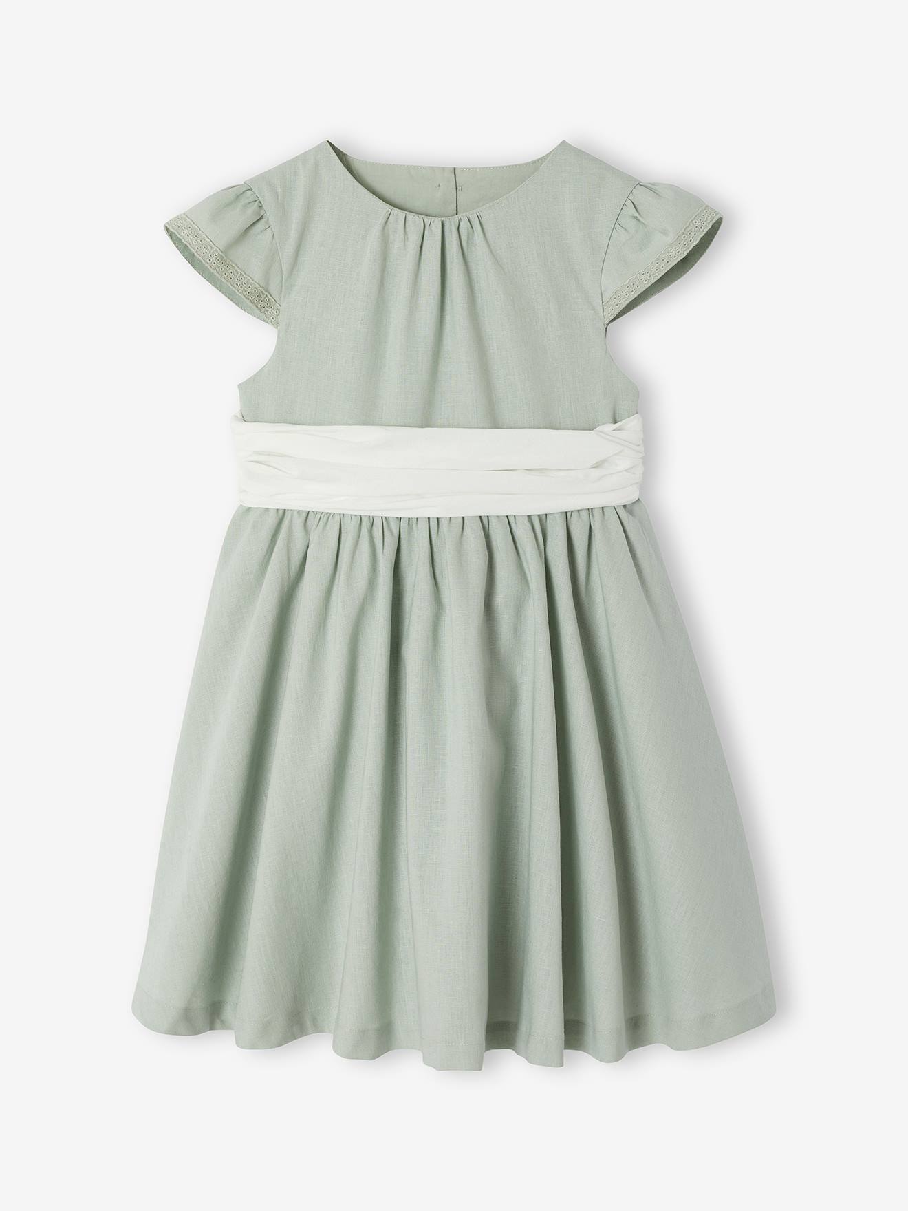 Robe fête patineuse nœud vert sauge