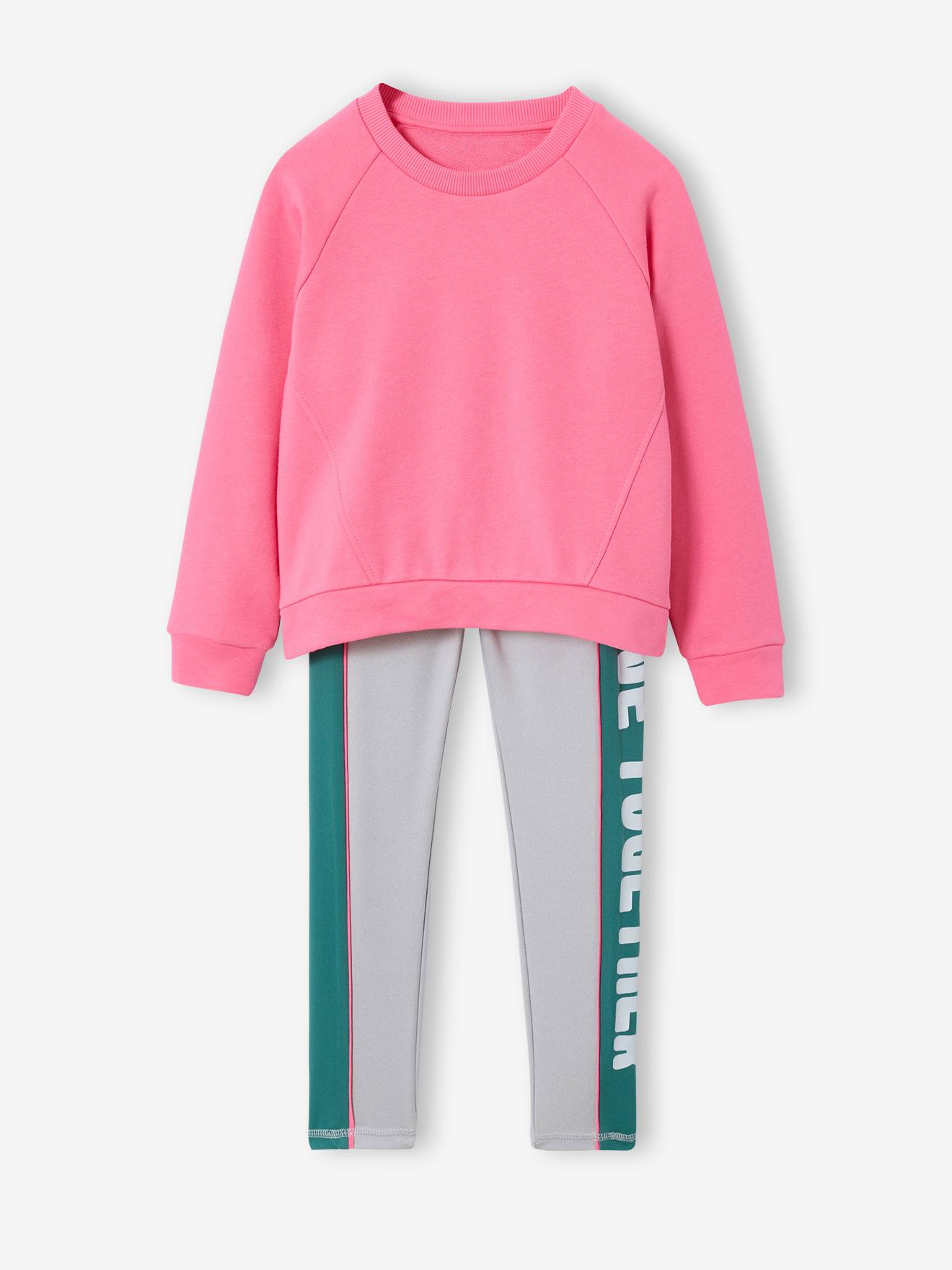 Ensemble legging sweat fille gris chiné