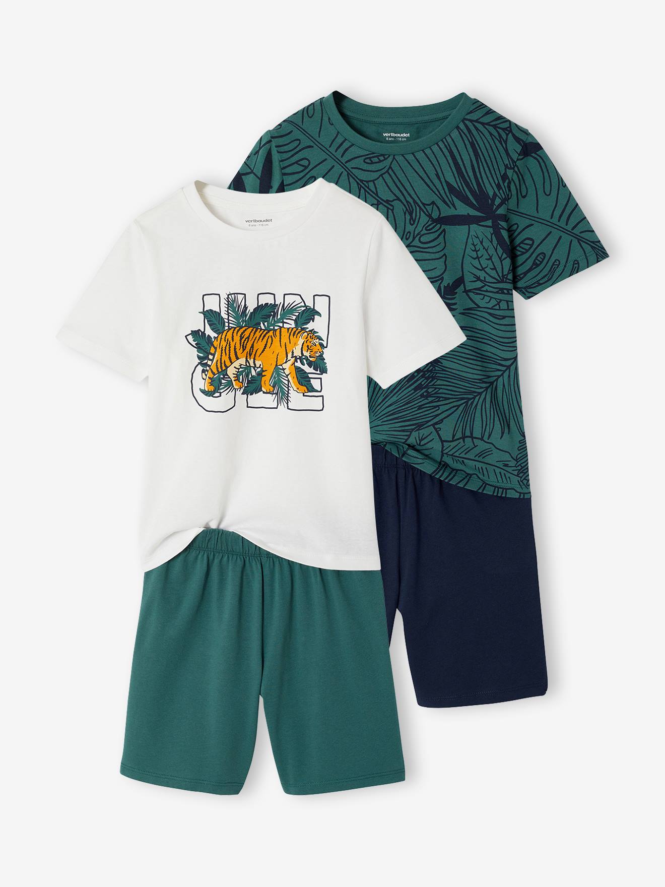 Lot 2 pyjashort jungle vert anglais