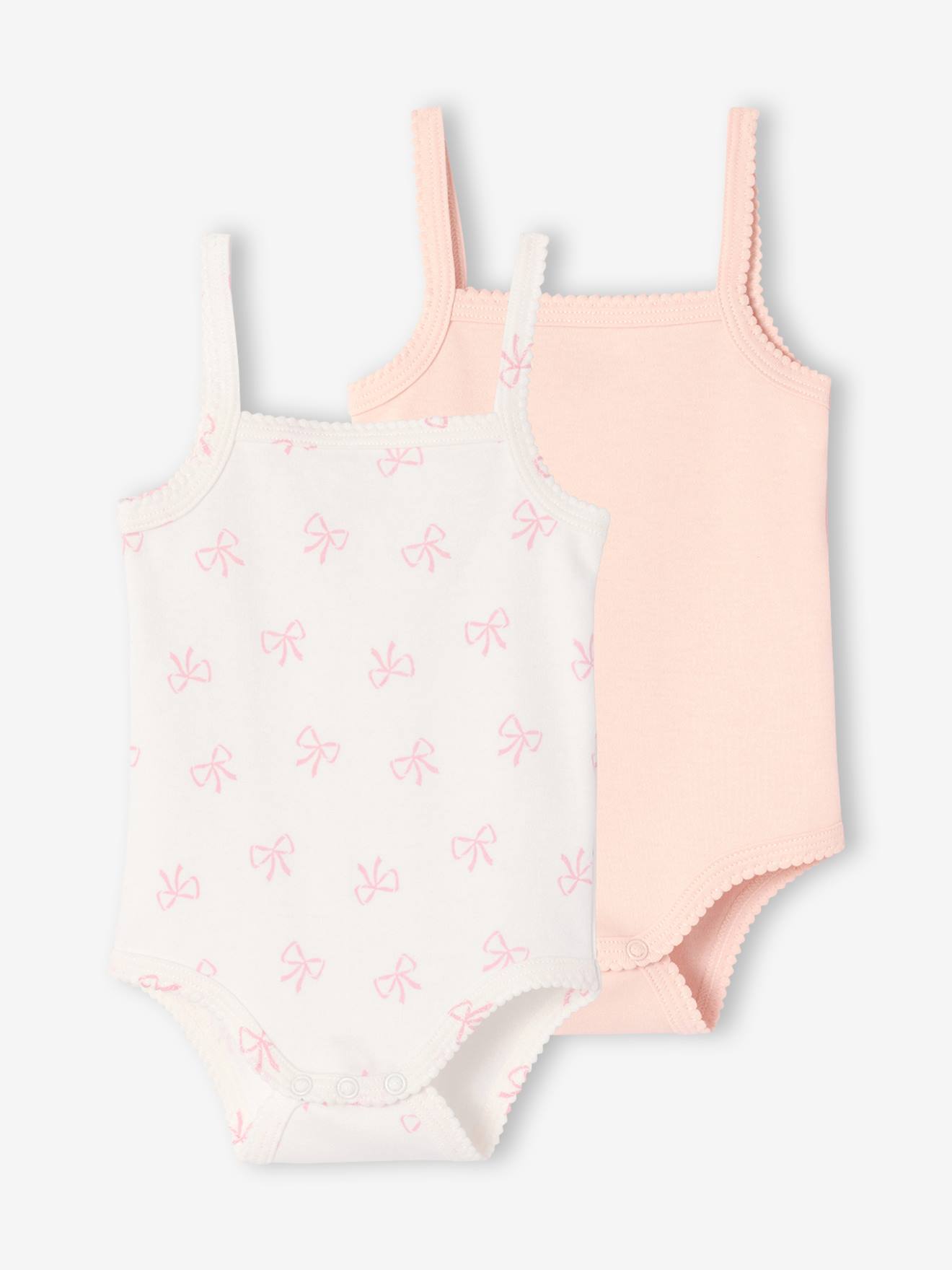 Lot 2 body bretelles bébé fille écru