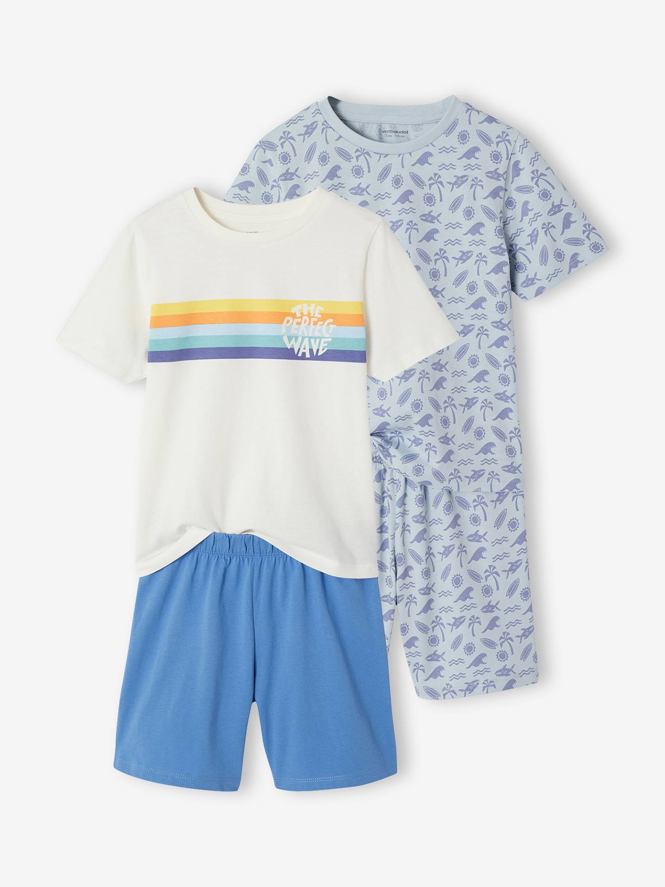 Lot 2 pyjashorts surf bleu ciel
