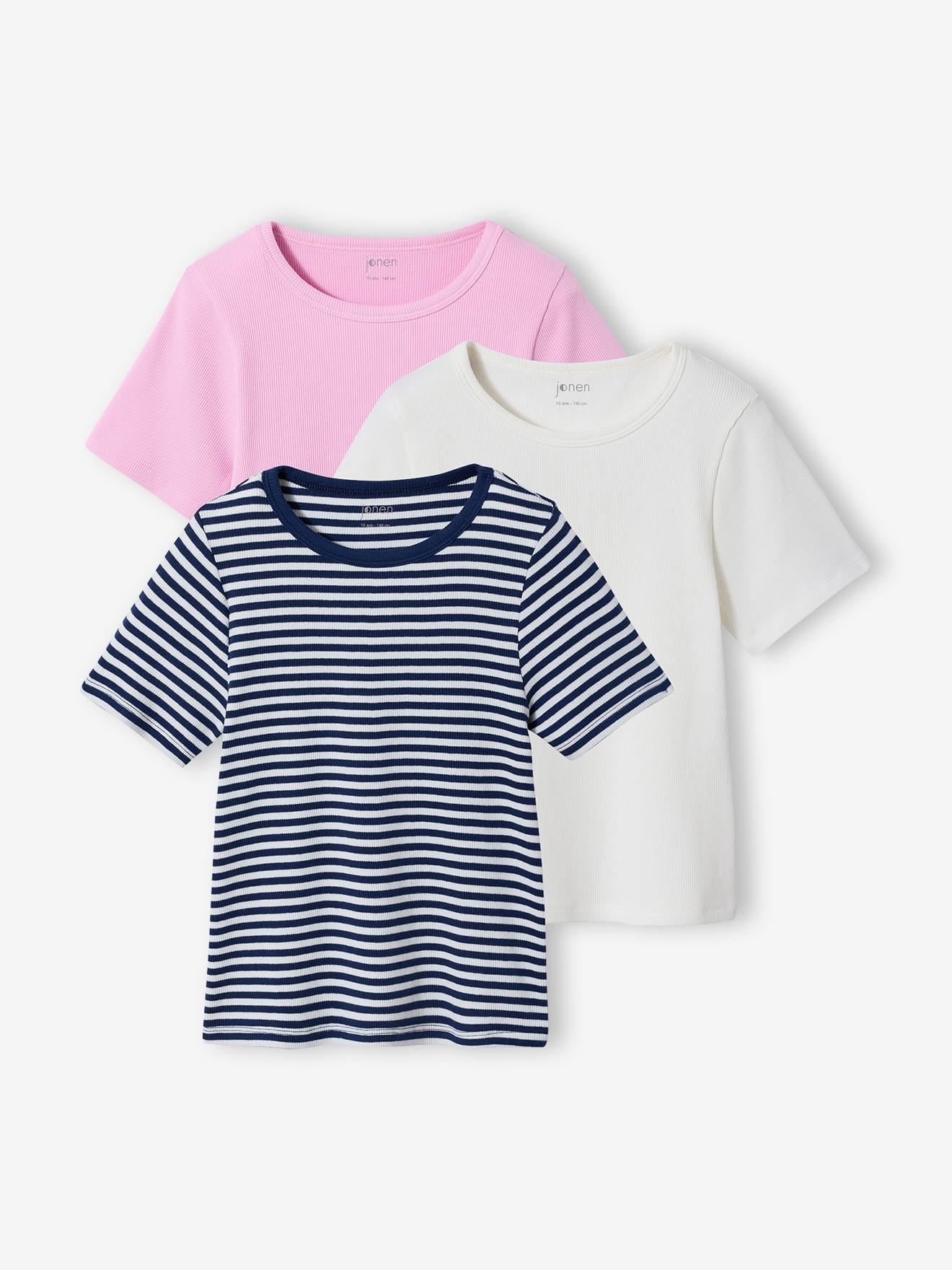 Lot 3 T-shirt côtelé écru