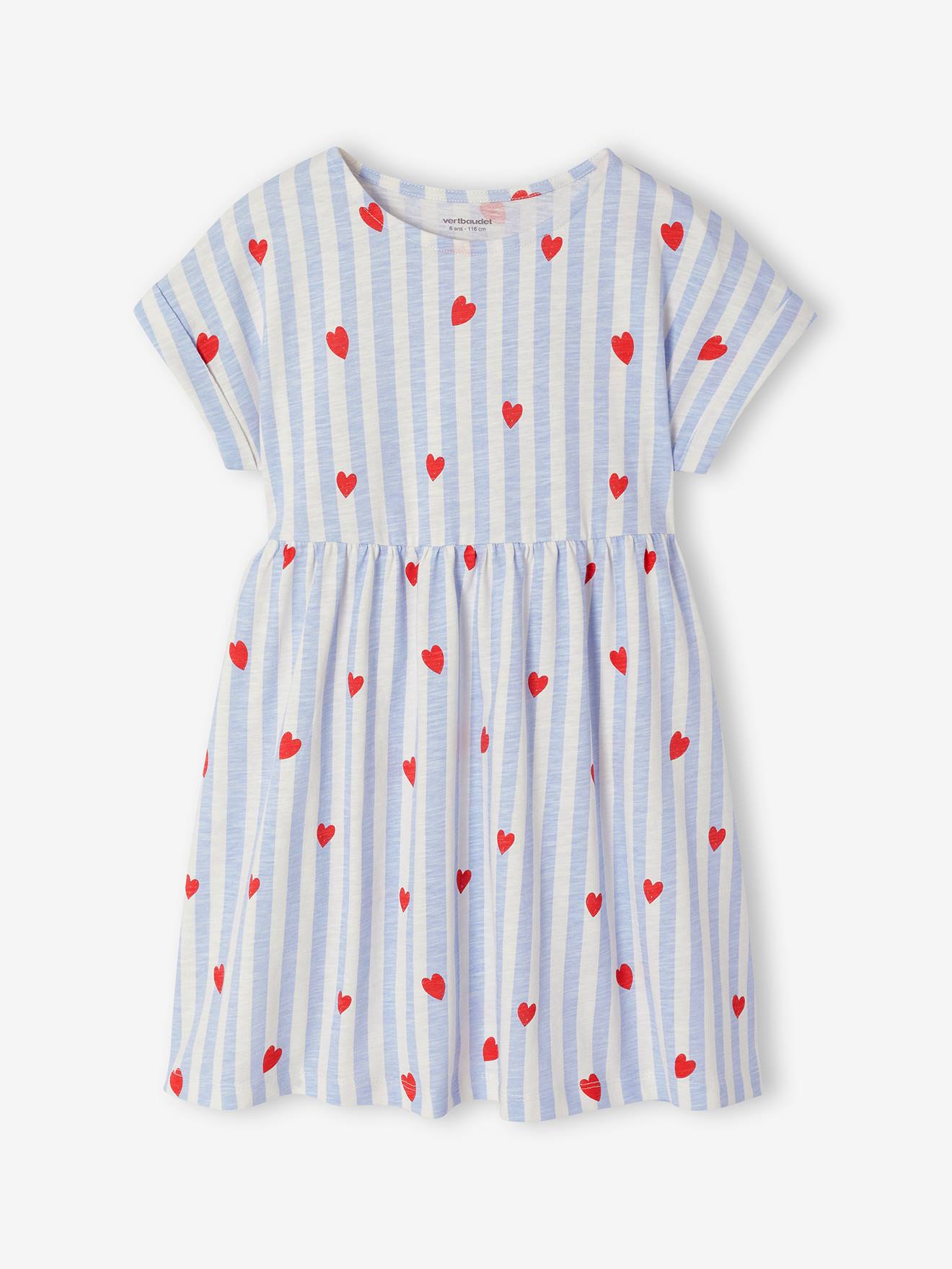 Robe fille jersey confortable rayé bleu
