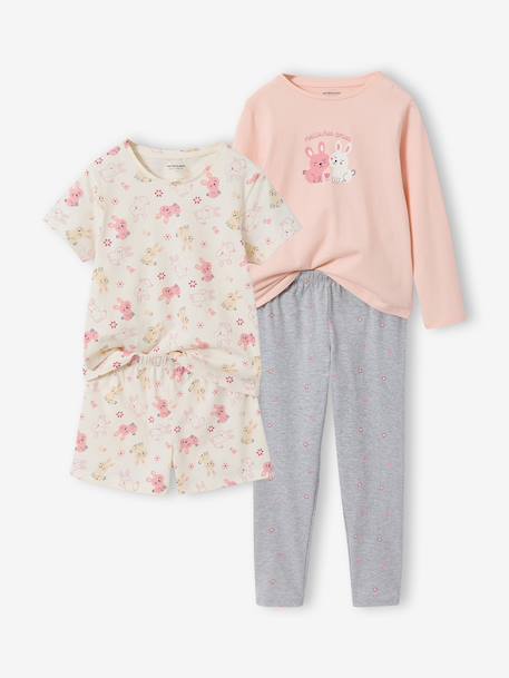 Fille-Lot 2 pyjamas lapin court et long