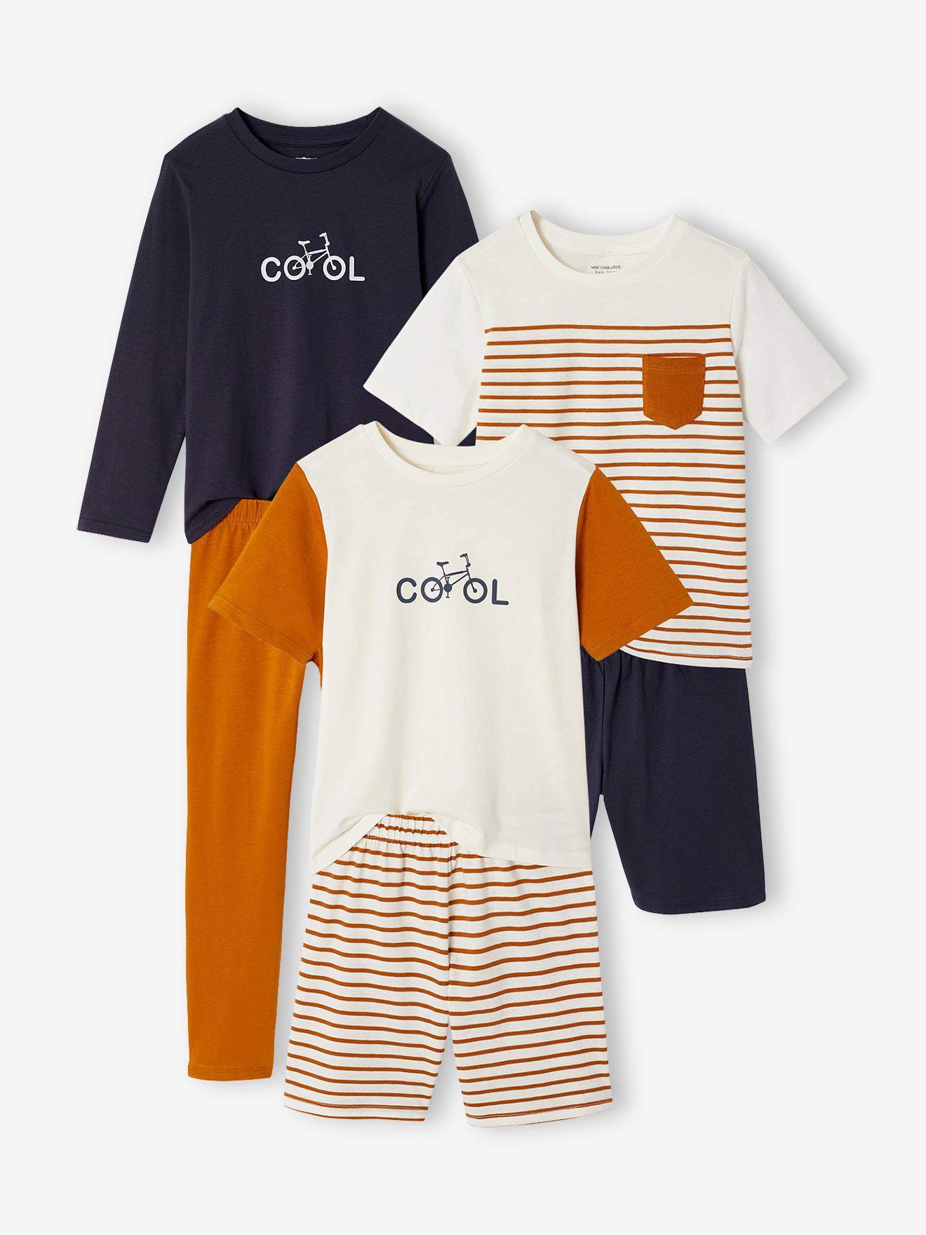 Lot 3 pyjamas vélo long et court caramel