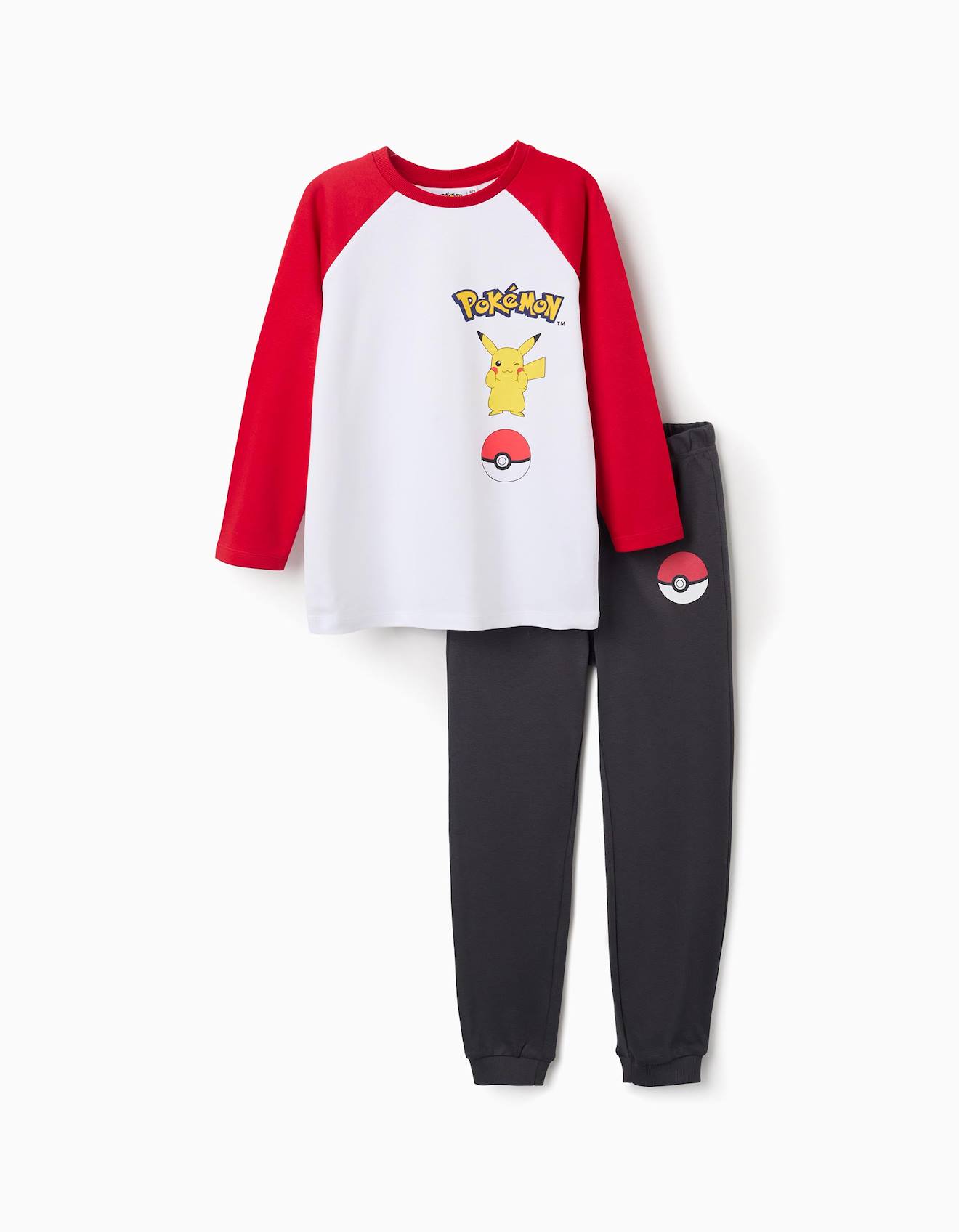 Pyjama long en coton à imprimé pokémon blanc