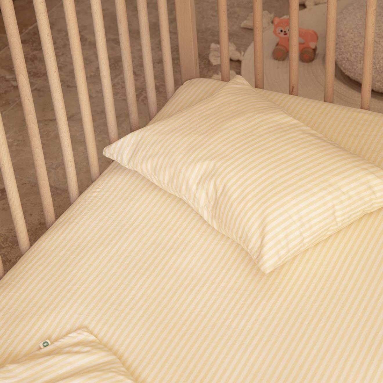 Taie D'oreiller Percale De Coton Bio Rayé Rayé Tournesol