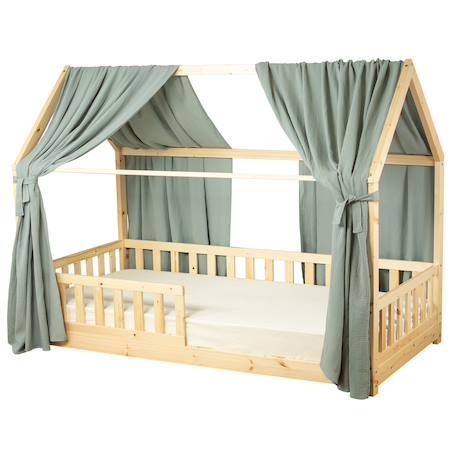 Ciel de lit cabane en gaze de coton duo 330 cm Beige+Blanc+Bleu+Camel+Écru+Gris+Marron+Rose+Terracotta+Vert 50 - vertbaudet enfant 