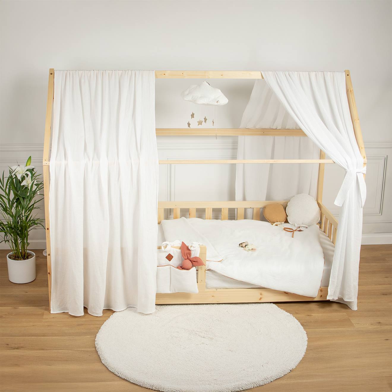 Ciel De Lit Cabane En Gaze De Coton Solo 390 Cm Blanc