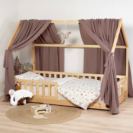 Ciel de lit cabane en gaze de coton duo 330 cm Beige+Blanc+Bleu+Camel+Écru+Gris+Marron+Rose+Terracotta+Vert 34 - vertbaudet enfant 