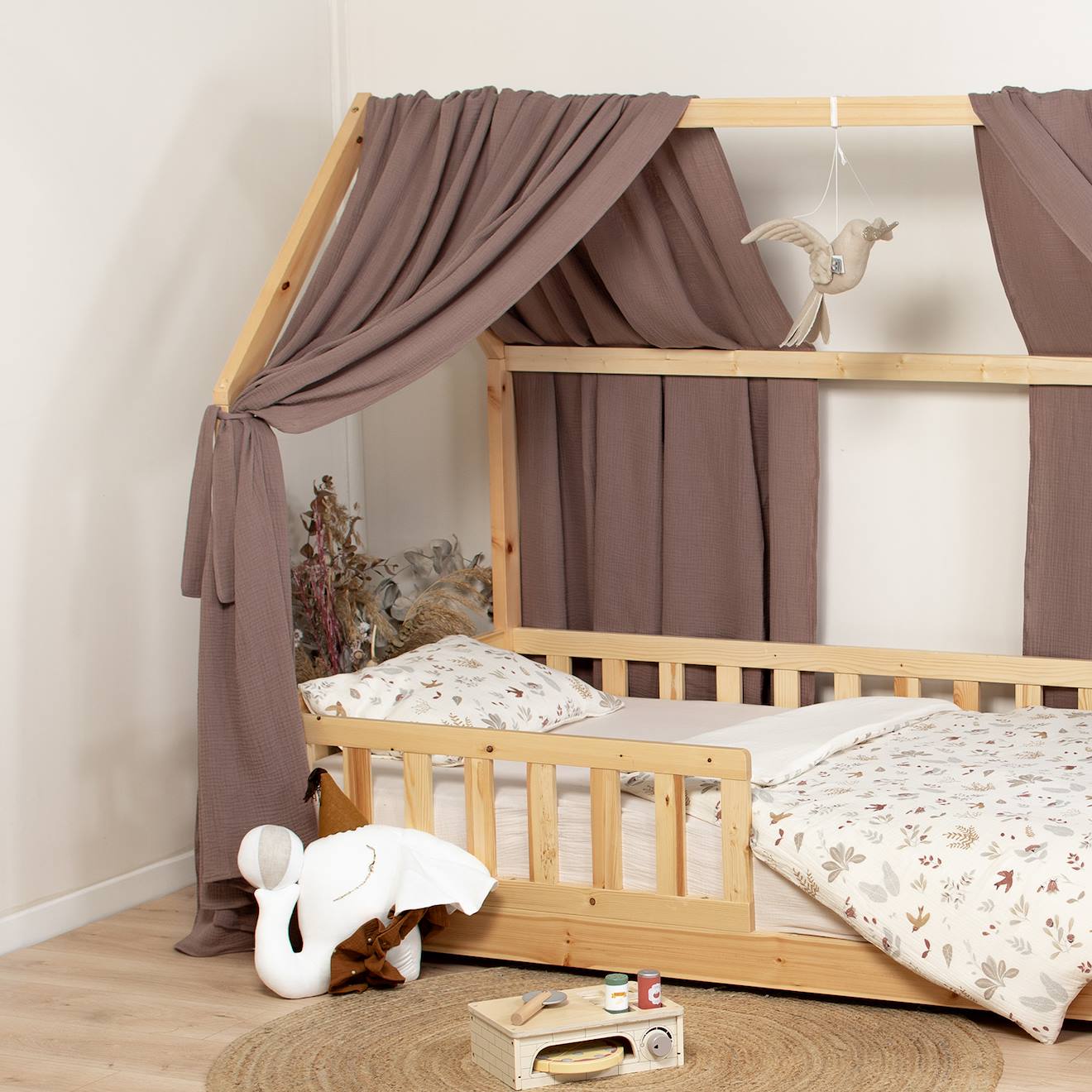 Ciel De Lit Cabane En Gaze De Coton Solo 420 Cm Marron