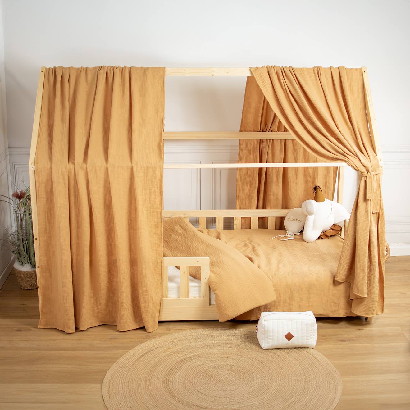 Ciel De Lit Cabane En Gaze De Coton Solo 330 Cm Camel