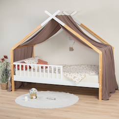 -Ciel de lit cabane toile en gaze de coton jeanne 420 x 130 cm