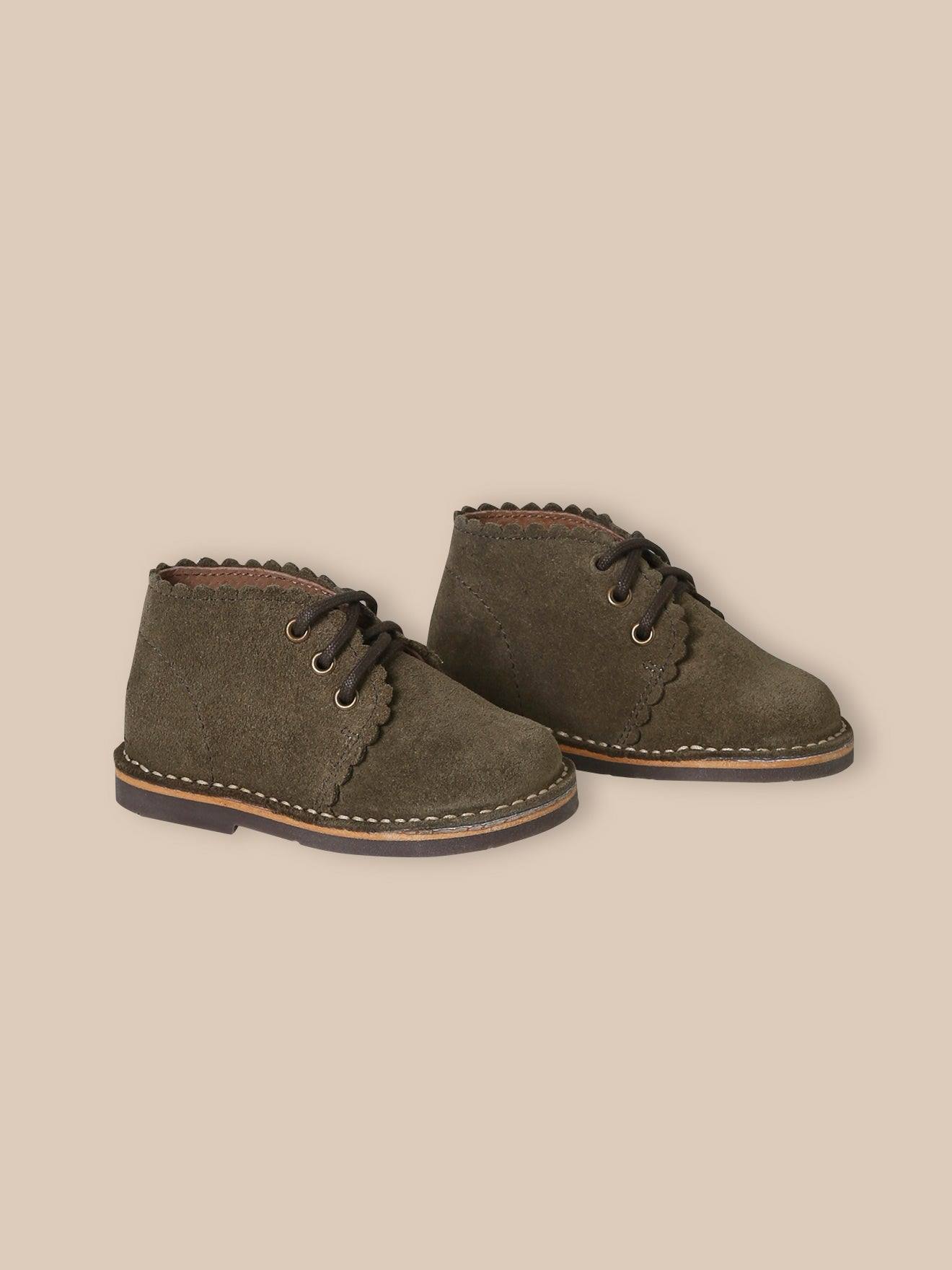 Bottines En Cuir Suédé Bébé Kaki