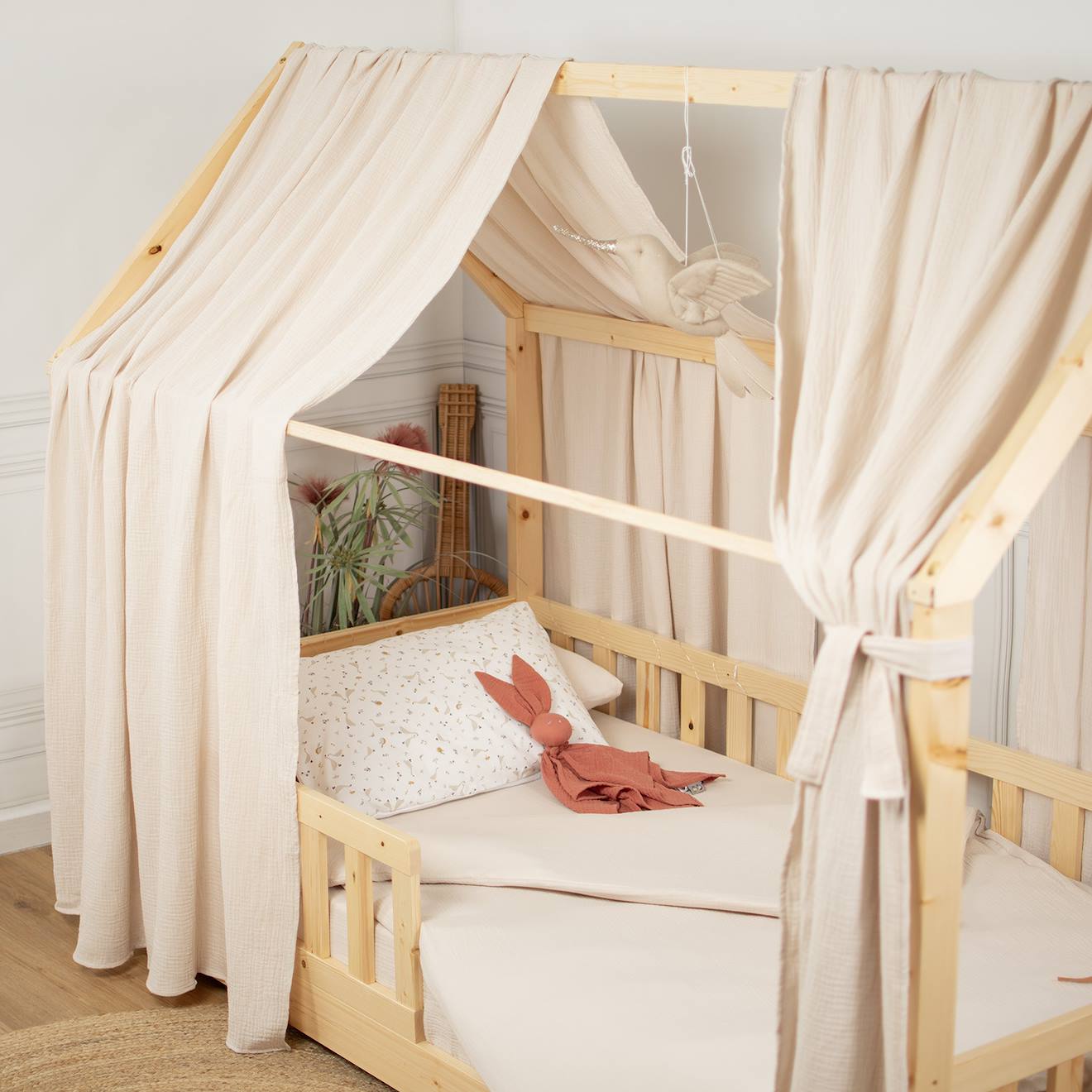 Ciel De Lit Cabane En Gaze De Coton Solo 420 Cm Beige