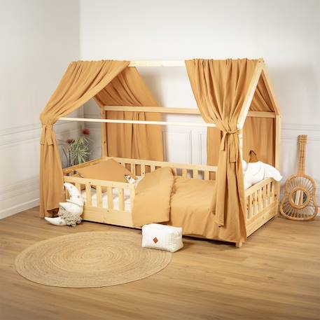 Ciel de lit cabane en gaze de coton duo 330 cm Beige+Blanc+Bleu+Camel+Écru+Gris+Marron+Rose+Terracotta+Vert 17 - vertbaudet enfant 